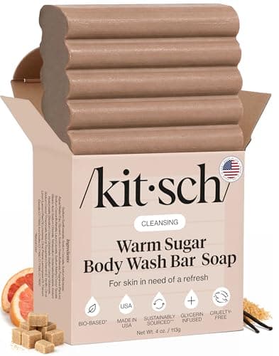 Kitsch Warm Sugar Body Wash Bar Soap – Hydrating Skin Care, Body Wash Women Cleanser, Glycerin Soap – Paraben, Phthalates & Sulfate Free for Pure & Safe Cleansing – Made in USA, 4 oz