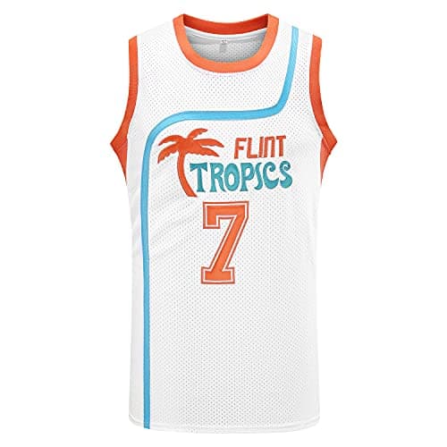Jackie Moon 33 Coffee Black 7 Flint Tropics Semi Pro 90s Hip Hop Clothes for Party Men Basketball Jersey Green White (X-Large, 7 White)