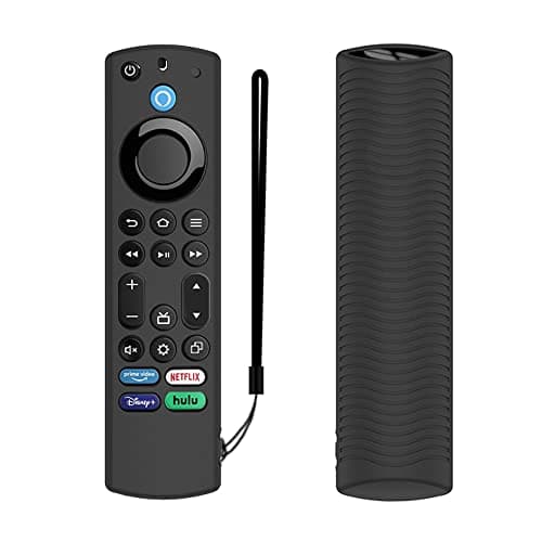 Voice Remote Cover, Silicone Remote Case Compatible with Insignia Firetv Omni Series or TV 4-Series, Lightweight Anti Slip Shockproof Remote Cover Case with Lanyard (Black)