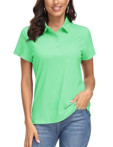MAGCOMSEN Golf Polo Shirts for Women Short Sleeve Golf Shirt Collared Tops Quick Dry Tennis Workout Athletic Mint Green
