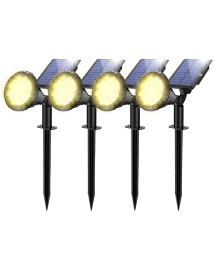 NBKLS Solar Spot Lights for Outside, 21 LED Outdoor Solar Lights for Yard, 4 Pack Solar Spotlights Waterproof Auto On/Off for Landscape, Wall, Garden, Pool, Tree, Pathway and Driveway(Warm White)