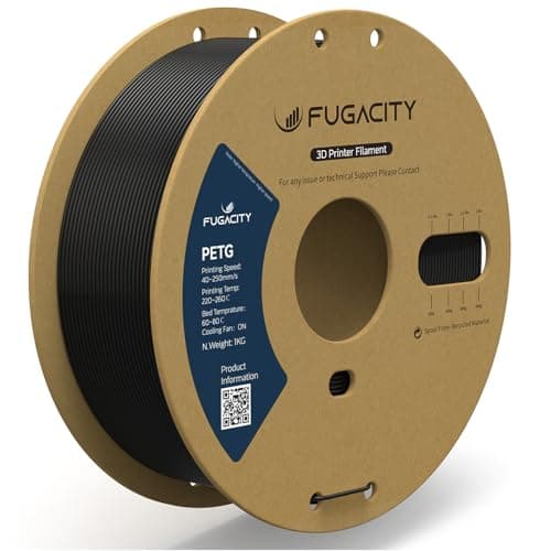 Fugacity PETG Filament 1.75mm, Black 3D Printer Filament 1KG Spool (N.W 2.2lbs), Dimensional Accuracy +/- 0.02mm, Enhanced Printing Effect Fits Most FDM 3D Printers
