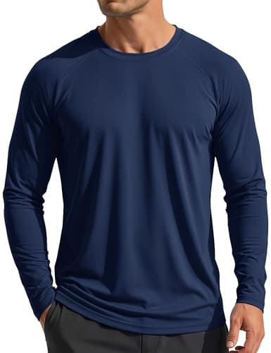 MAGCOMSEN Men's Sun Protection Shirts UPF 50+ UV SPF Long Sleeve Dry Fit Shirt Workout Athletic Fishing Running Rash Guard Navy M
