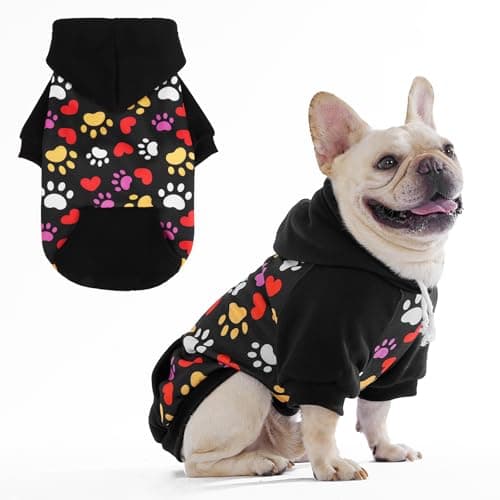 KOOLTAIL Halloween Dog Hoodie for Small Medium Large Dogs - Warm Clothes with Leash Hole, Soft Winter Pet Sweater Hat Hooded Sweatshirt, Clod Weather Coat Outfit for Puppy Cat Girls Boys,Paws XL