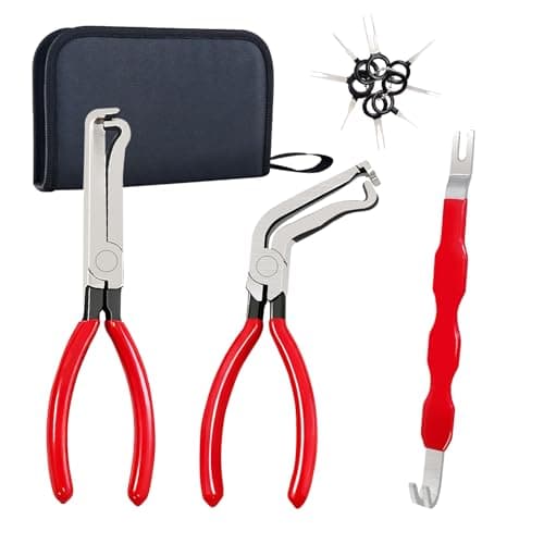 Electrical Disconnect Pliers for Cars: 2026 Upgraded Portable Dual Angled Automotive Connector Separator Tool Set with Bag for Car Terminal and Wiring Harness Removal in Tight Engine Space