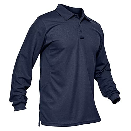 MAGCOMSEN Polo Shirts for Men Long-Sleeve Golf Fishing Army Hiking T Shirt Campin Hunting Pique Polos Shirt Navy Blue