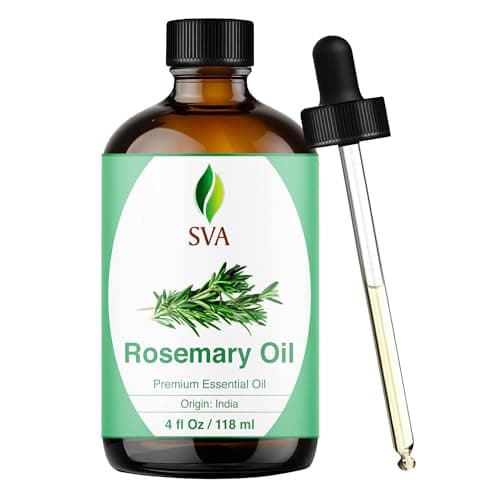 SVA Rosemary Essential Oil – 4 Fl Oz - for Diffuser, Skin & Hair Care – Ideal for Aromatherapy, Massage & DIY Blends– with Dropper