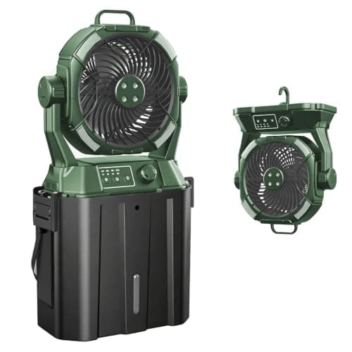 Brightpik Portable Misting Fan, 6L Outdoor Mister Fan for Outside Patios, 20000mAh Battery Powered Fan, Camping Fan with Stepless Speed Control, Cooling Mist, Timer Function, Rotate Hook(Deep Green)