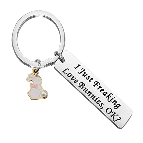 LQRI Bunny Rabbit Gift Rabbit Keychain I Just Freaking Love Bunnies OK Keychain Friends, Animal Lovers (sliver)
