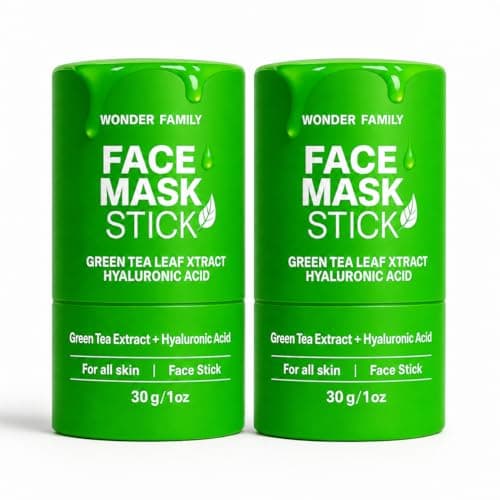 WONDER FAMILY Green Tea Mask Stick - Pore Cleaner Green Stick - Prevents Blackheads - Moisturizing Clay Deep Cleanse - Facial Masks Women Skin Care - 2 Pack