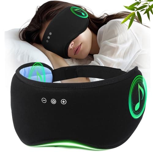 Sleep Headphones with Bluetooth 5.4 Sleep Mask, Bamboo Cotton Music Wireless Bluetooth Eye Mask for Sleeping, Earphones HD Speaker Microphone for Travel, Gifts for Men Women, Green