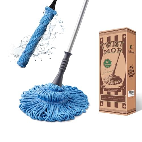 Eyliden Mop with 2 Reusable Microfiber Heads, Easy Wringing Twist Mop