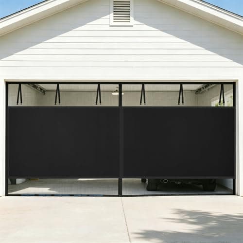 FEGO Privacy Garage Door Screen for 2 Car Garage 16x8FT, Blackout Magnetic Screen Door Self Sealing & Pet and Kid Friendly, Heavy Duty Weighted Bottom, Breeze in, Easy Assembly&Pass for Garage/Patio