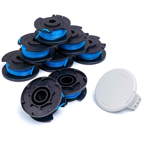 8 Pack Weed Eater String Replacement for Ryobi 18v, 24v, and 40v Cordless Trimmers, Plus 1 Cap