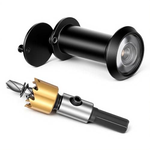 Door Viewer Peephole, 200 Degree Wide Angle Peep Eye Hole with 0.63inch/16mm Drill Bit Kit Door Eye Viewer with Privacy Cover for 1-3/8" to 2-1/4" Front Doors for Home Office Hotel (Matte Black)