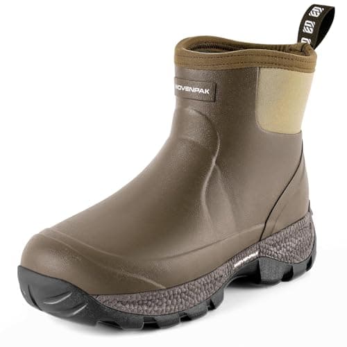 WOVENPAK Rubber Boots for Men, Waterproof Ankle Rain Boots Men, Insulated Work Shoes Outdoor Mud Boots for Gardening, Hunting, Farming, Camping and Yard, Size 7