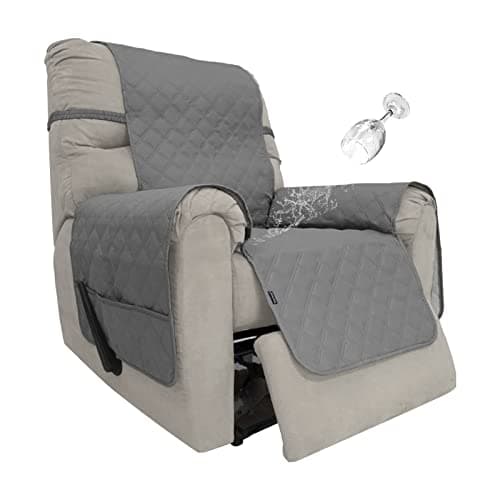Easy-Going Sofa Slipcover Waterproof Recliner Chair Cover Non-Slip Fabric Couch Cover for Living Room Washable Furniture Protector for Pets Kids Children Dog Cat (Recliner, Gray), 23"