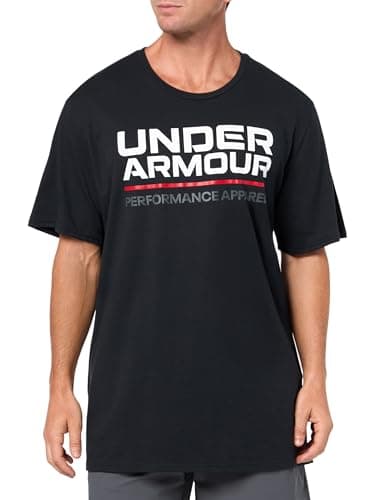 Under Armour Men's Wordmark Short Sleeve T Shirt, (001) Black / / White, X-Small