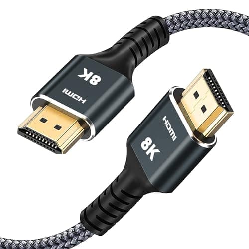 Kirei V Wire 8K HDMI Cable 3.3 FT/1M (48Gbps), Ultra High Speed Nylon Braided Cable 8K@60Hz, 4K@120Hz, eARC, DTS-HD. Compatible PS5, PC, Monitors, TVs & More. Durable & High Performance