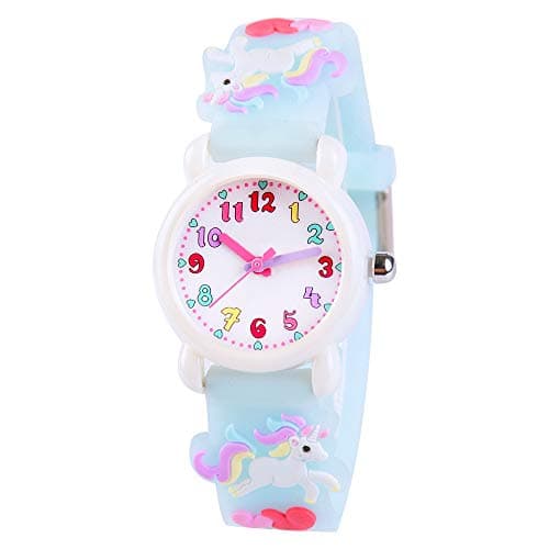 Venhoo Kids Watches 3D Cute Silicone Children Toddler Wrist Watch Birthday Unicorn Gifts for 3 4 5 6 7 8 9 Year Girls Little Child-Blue