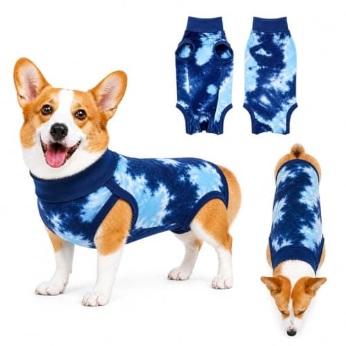 TORJOY Dog Recovery Suit After Surgery, Zipper Onesie for Spay & Neuter, Soft Cotton E-Collar Alternative, Anti-Licking Body Suit for Small Medium Large Dogs Male & Female
