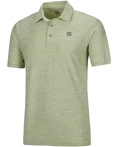 Three Sixty Six Golf Shirts for Men - Dry Fit Short-Sleeve Polo, Athletic Casual Collared T-Shirt Olive Heather
