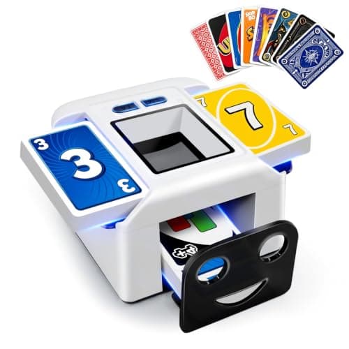 Automatic Card Shuffler for 1-2 Decks, Auto/Manual Modes, USB-C Rechargeable, Quiet Operation, Compatible with UNO, Texas Hold’em Poker, Mahjong, Bridge, Rummy, Skip-Bo, Phase 10 & More Card Games