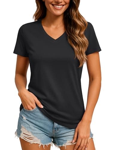 TACVASEN Women's Dry Fit V-Neck Workout Tee Shirt Lightweight Moisture Wicking Short Sleeve Athletic Tops for Gym Tennis Black S