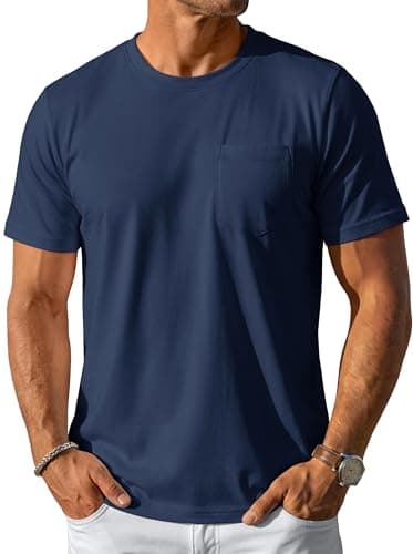 MAGCOMSEN Men's T-Shirts Short Sleeve Cotton Pocket Tee for Men Casual Crew Neck Plain Basic Tee Shirts
