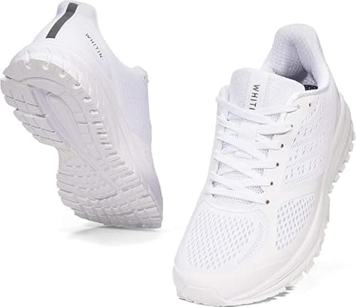 Joomra Whitin Men Running Shoes Walking Jogging Workout Fitness Size 7 White Teens Boys Lace up Li ghtweight Cushion Breathable Runny Gym Athletic Tennis Sneakers for Man 40
