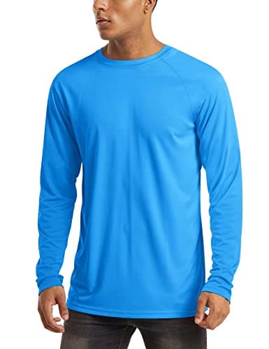 Rashguard for Men Long Sleeve Sun Protection Shirts Men Athletic T-Shirt Outdoor Shirts for Men Camping Shirts for Men Thermal Shirts for Men Azure