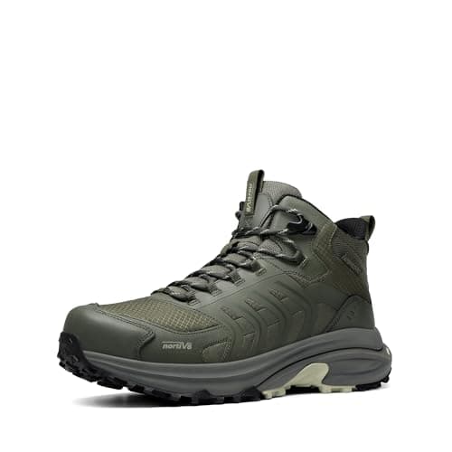 NORTIV 8 Men's Waterproof PRO Hiking Boots Lightweight Outdoor Trekking Camping Climbing Shoes for Everyday Wear Armadillo FieldLite,Size 7.5,Army Green,SNHB26001M