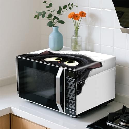 Microwave Dust Proof Cover with Cat Pattern, Decorative Kitchen Appliance Protector for Fridge or Refrigerator, Anti-Oil Dustproof Home Decor