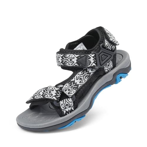 DREAM PAIRS Boys Girls Sandals Kids Adventurous Light-Weight Adjustable Straps Summer Water Shoes (Toddler/Little Kid/Big Kid),Size 5 Toddler,Black/Blue,170892-K