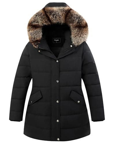 Pefflarge Women's Plus Size Parka Down Coat | Detachable Hood, Windproof, Waterproof, for Winter Comfort