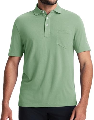 M MAELREG Mens Golf Shirts Short Sleeve with Pocket, Soft Lightweight Cotton Blend for Casual Summer Wear