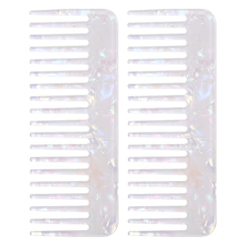 Mabor 2-Pack Acetate Detangling Comb Wide Tooth Hair Comb for Wet & Dry Curly Wavy Hair Travel Friendly Tortoise Shell Styling Comb