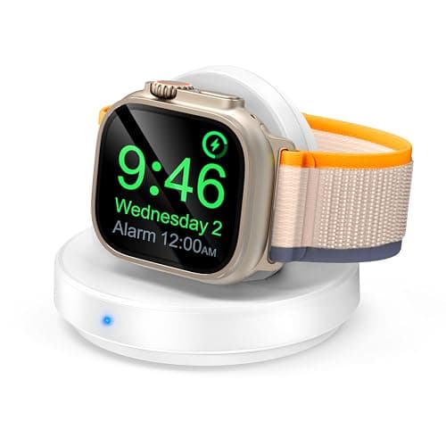 2026 Upgraded for Apple Watch Charger Magnetic Fast Charging Dock,Portable Wireless Charging Stand Compatible with iWatch Series Ultra/SE/11/10/9/8/7/6/5/4/3/2 Support Nightstand Mode-White