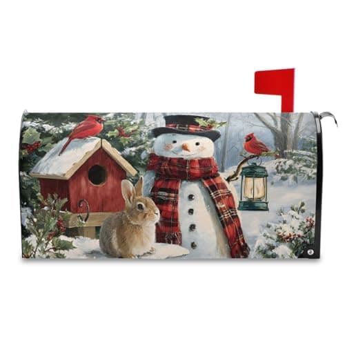 ALAZA Snowman Cardinal Rabbit Mailbox Covers Standard Size Magnetic Post Box Cover for Garden Yard Decor 21x18 Inches