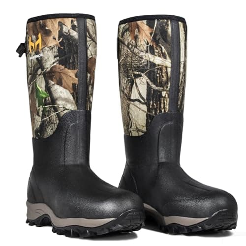 Hunthor Hunting Boots for Men, Waterproof Rubber Rain Boots with Steel Shank, 6 mm Insulated Neoprene, Slip-Resistant Sole for Hunting and Outdoor Size 9 Black