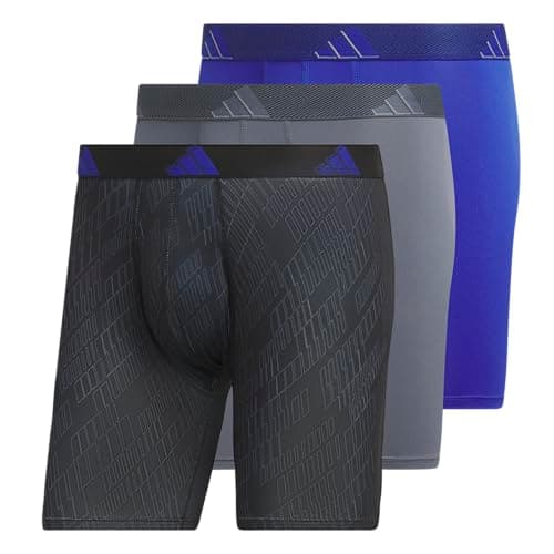 adidas Men's Microfiber 3-pack Boxer Brief, Performance Boxer Briefs Underwear Pack for Men, Ghost Black-Onix/Onix Grey/Semi Lucid Blue/Microfiber, Medium