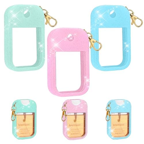 AIERSA 3Pcs Hand Sanitizer Spray Case Compatible with Touchland,Rabbit Ears Design Silicone Hand Sanitizer Case Holder with Keychain for Touch Land Mist Case 1FL. OZ(Green+Pink+Blue
