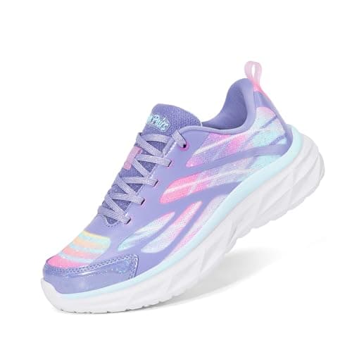 DREAM PAIRS Girls Shoes Sneakers Kids Tennis Shoes Lightweight Lace Up Running Casual Walking Shoes,Size 13 Little Kid,Purple/Rainbow,KKUMRS2507