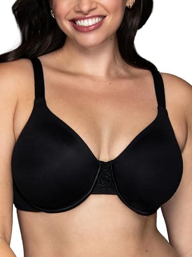 Vanity Fair Women's Beauty Back Smoothing Minimizer Bra, Minimizes Bust Line up to 1.5", Non Padded Cups up to H - Midnight Black, 38DD