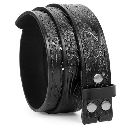 WERFORU Western Leather Belt Strap for Men Women Cowboy Western Belts without Buckle Men Western Leather Belt for Jeans Pants Dresses,black,Fit Size 41"-45"