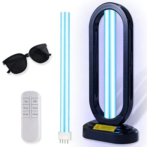 Maxorkin UV Light Sanitizer w/Spare Bulb with Ozone,UVC Disinfection Lamp with Remote Control,Ultraviolet Light Sanitizer for Whole Home,Room & Kitchen,UV Sterilizer15/30/45/60 Minutes Timer
