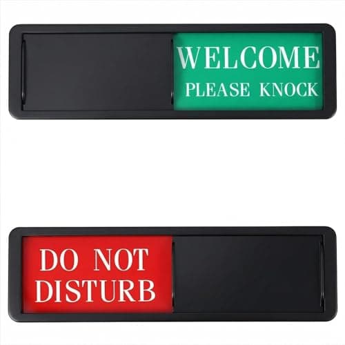Red Green Do Not Disturb Sign for Office Door, Privacy Slider Door Hanger with Non-Scratch Surface, Welcome Please Knock Sign for Bedroom