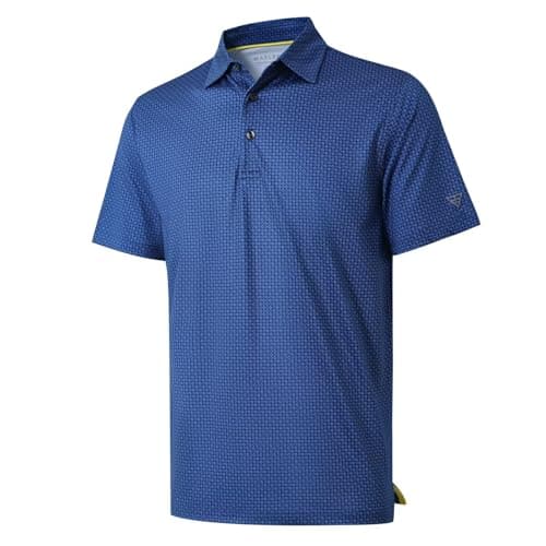 Men's Golf Shirts Dry Fit Short Sleeve Print Performance Moisture Wicking Patterned Polo Shirt for Men