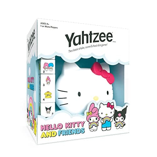 YAHTZEE: Hello Kitty and Friends, Collectible Head Dice Cup, Classic Family Dice Game, Officially Licensed Sanrio Game & Merchandise