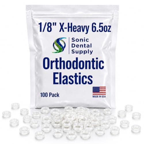 1/8 inch X-Heavy 6.5 oz - Orthodontic Elastic Rubber Bands - 100 Pack - Clear Latex Free, Small, Braces, Dreadlocks Hair Braids, Tooth Gap, Packaging, Crafts, Sonic Dental Supply - Made in USA
